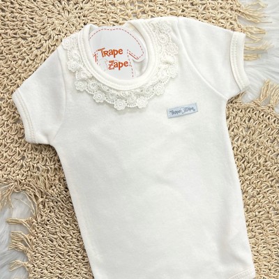 CONJ. DE MALHA 3 PEÇAS - Ramo Florido Rose - Off White e Rose